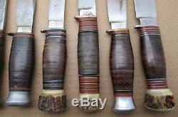 10 Vintage Top Quality Sheffield England made Fixed Blade Hunting Knife Lot