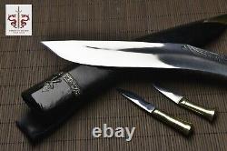 13'' Long Blade Nepal Kukri Gurkha Knife Leather Sheath Brass Handle Sharp Sword