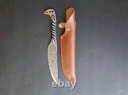 13-inch damascus stainless steel bird shaped twisted handle fixed blade knife