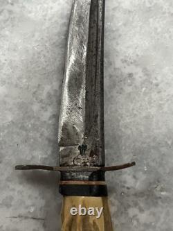 13905 Soligen Germany Knife with Sheath Bone Handle Vintage