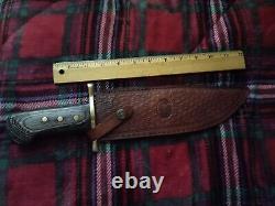 14 Bowie Knife Brass Guard Leather Sheath