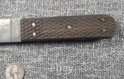 1860s Lamson Goodnow Hunting Bowie Combat Boot Knife Civil War Carved Ebony Grip