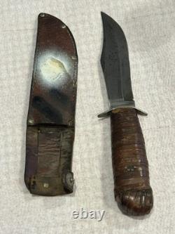 1900-1920 Tell Germany Big Hunter Bowie Knife Custom Leather Wrapped Handle
