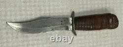 1900-1920 Tell Germany Big Hunter Bowie Knife Custom Leather Wrapped Handle