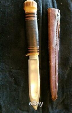 1904 Vintage MSA CO. Ideal Marble Rare Thick Blade Bowie Knife Stag Rowland Case