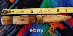 1905-1910 Vintage MSA CO. WL MARBLE Stag / Stag CANOE Bowie Knife Very Scarce