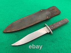 1930s -40's KINFOLKS never sharpen SUPER rare HUNTING KNIFE perfect BONE