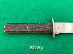 1930s -40's KINFOLKS never sharpen SUPER rare HUNTING KNIFE perfect BONE