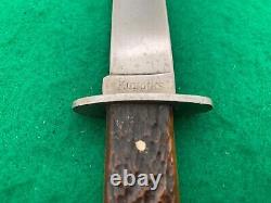 1930s -40's KINFOLKS never sharpen SUPER rare HUNTING KNIFE perfect BONE