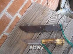 1930s Vintage 4 Blade REMINGTON Carbon Butcher Hunting Knife & Sheath USA
