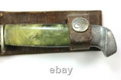 1934-1937 CASE 4 1/8 Chromed Pearl Composition Hunting Knife with Case Sheath