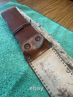 1940-1950 Vintage CaseXX Fixed Blade Hunting Knife Brown Leather Sheath