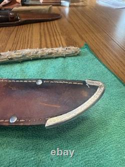 1940-1950 Vintage CaseXX Fixed Blade Hunting Knife Brown Leather Sheath