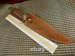 1950 Rare Solingen Germany 13 Bowie Stag Bone Hunting Survival Knife Crane Case