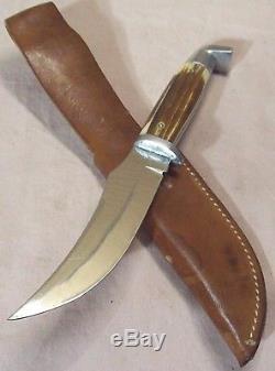1950'sQUEEN STEELVINTAGE HUNTING KNIFE withWINTERBOTTOM BONE & ORIG. SHEATH