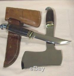 1950'sWESTERNHUNTING KNIFE L66 & CAMP AXE L10 COMBO withORIG. LEATHER SHEATH