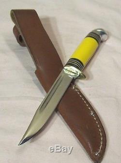 1950'sWESTERNP48AYELLOW HANDLEVINTAGE HUNTING & FISHING KNIFE withORIG. SHEATH