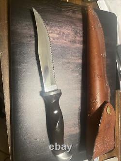 1950s Cutco 1769 KH serrated hunting knife + leather sheath