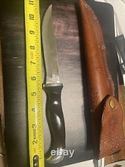 1950s Cutco 1769 KH serrated hunting knife + leather sheath