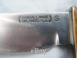 1960's Vintage Randall 4 Yukon Skinner Knife With Sheath & White Stone #DD20