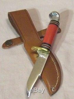 1960'sWESTERNL48BRED HANDLE HUNTING KNIFE withORIG. LEATHER SHEATHUNUSEDMINT