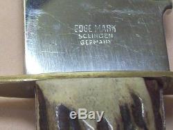 1960sEDGE MARKBOWIESOLINGEN GERMANYSTAG HORN VINTAGE HUNTING KNIFE10 BLADE