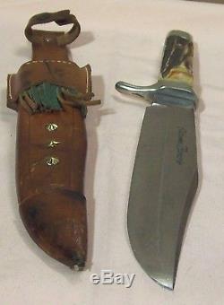 1960sF. A. BOWERALAMO BOWIE64/8LARGE GERMAN STAG HUNTING KNIFE withFANCY SHEATH