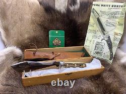 1966 Puma 6377 White Hunter Knife Stag Handles Leather Sheath Presentation Box