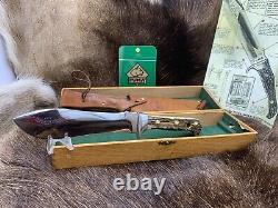 1966 Puma 6377 White Hunter Knife Stag Handles Leather Sheath Presentation Box