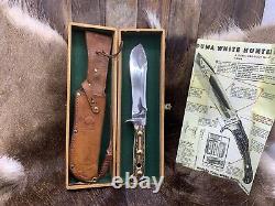 1966 Puma 6377 White Hunter Knife Stag Handles Leather Sheath Presentation Box