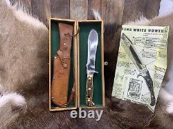 1966 Puma 6377 White Hunter Knife Stag Handles Leather Sheath Presentation Box