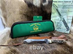 1967 Puma 6377 White Hunter Knife Stag Handles Leather Sheath Puma Pouch Mint A