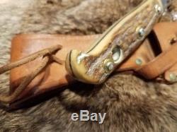 1968 Puma White Hunter German Made Hunting Knife w Leather Sheath