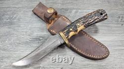 1971-1973 SCHRADE WALDEN USA 172UH BEAR SKINNER FIXED BLADE KNIFE WithSHEATH
