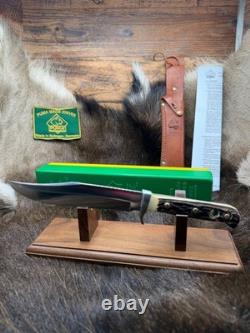 1974 Puma 6396 Bowie Knife Stag Handles Leather Sheath & Puma Green & Yellow Box