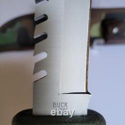 1986 Buck 639 Fieldmate Fixed Blade Knife Camo Sheath RARE First Year Issued