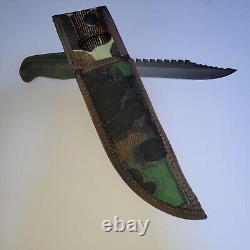 1986 Buck 639 Fieldmate Fixed Blade Knife Camo Sheath RARE First Year Issued