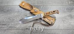 1986 VINTAGE PUMA 6375 WHITE HUNTER STAG HANDMADE GERMANY With LEATHER SHEATH