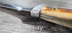 1986 VINTAGE PUMA 6375 WHITE HUNTER STAG HANDMADE GERMANY With LEATHER SHEATH
