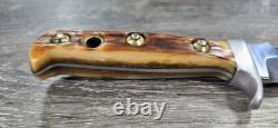 1986 VINTAGE PUMA 6375 WHITE HUNTER STAG HANDMADE GERMANY With LEATHER SHEATH