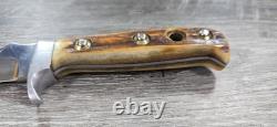 1986 VINTAGE PUMA 6375 WHITE HUNTER STAG HANDMADE GERMANY With LEATHER SHEATH