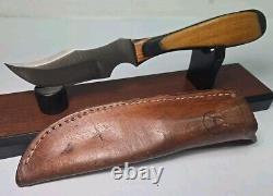 1986 Vintage ANZA 8.5 FIXED BLADE KNIFE 4 Clip Point BLADE With Leather Sheath