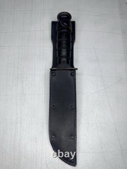 1990s US Cavalry USMC Combat Knife 7in blade leather sheath Camillus