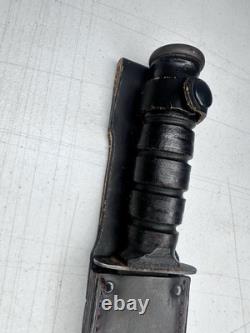 1990s US Cavalry USMC Combat Knife 7in blade leather sheath Camillus