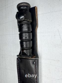 1990s US Cavalry USMC Combat Knife 7in blade leather sheath Camillus