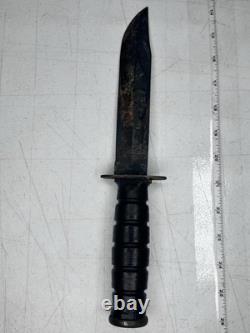 1990s US Cavalry USMC Combat Knife 7in blade leather sheath Camillus