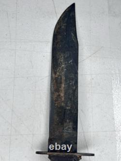 1990s US Cavalry USMC Combat Knife 7in blade leather sheath Camillus