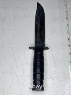 1990s US Cavalry USMC Combat Knife 7in blade leather sheath Camillus