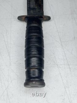 1990s US Cavalry USMC Combat Knife 7in blade leather sheath Camillus