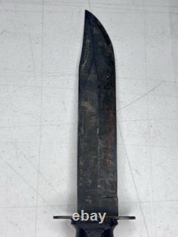 1990s US Cavalry USMC Combat Knife 7in blade leather sheath Camillus